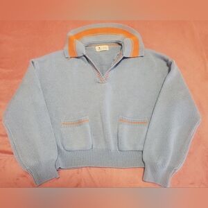 Blue And Orange Cropped Sailor Sweater